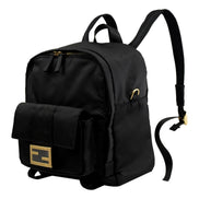 Fendi Baguette Black Nylon Gold Logo Small Travel Backpack Bag available at Queen Bee of Beverly Hills