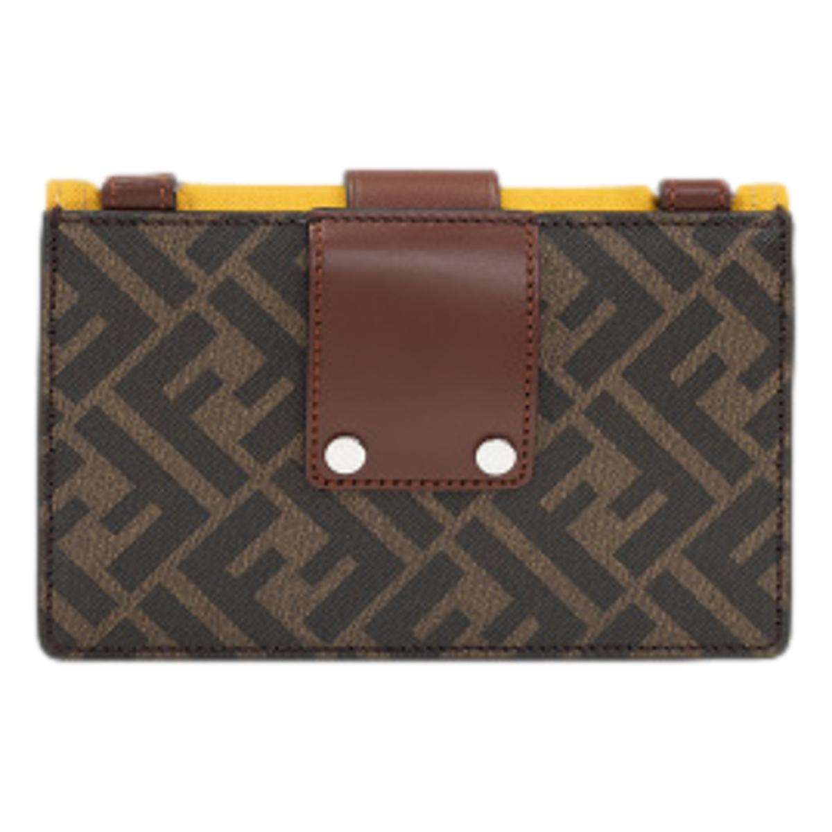 Fendi Baguette Brown Coated Canvas FF Flat Pouch Shoulder Bag 7M0295 at_Queen_Bee_of_Beverly_Hills