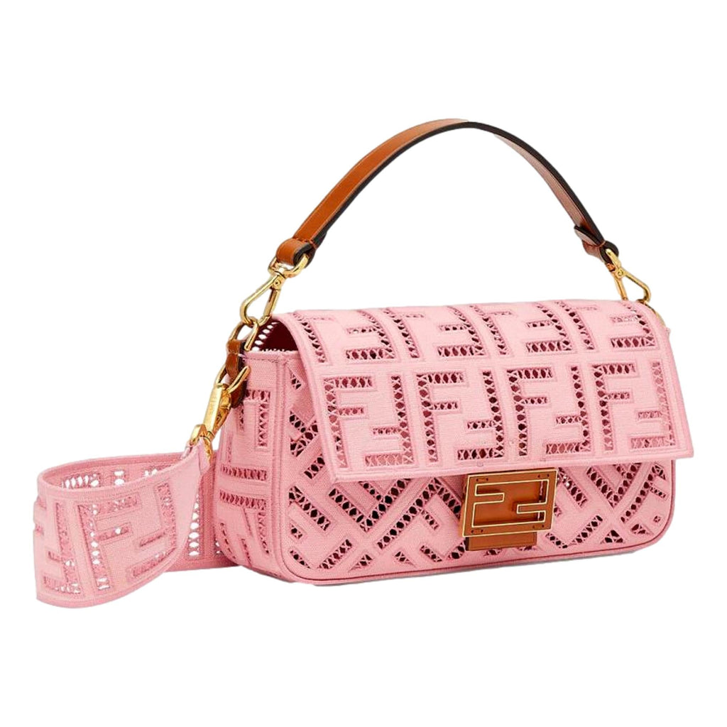 Fendi Baguette NM Embroidered FF Pink Canvas Shoulder Bag – DAC