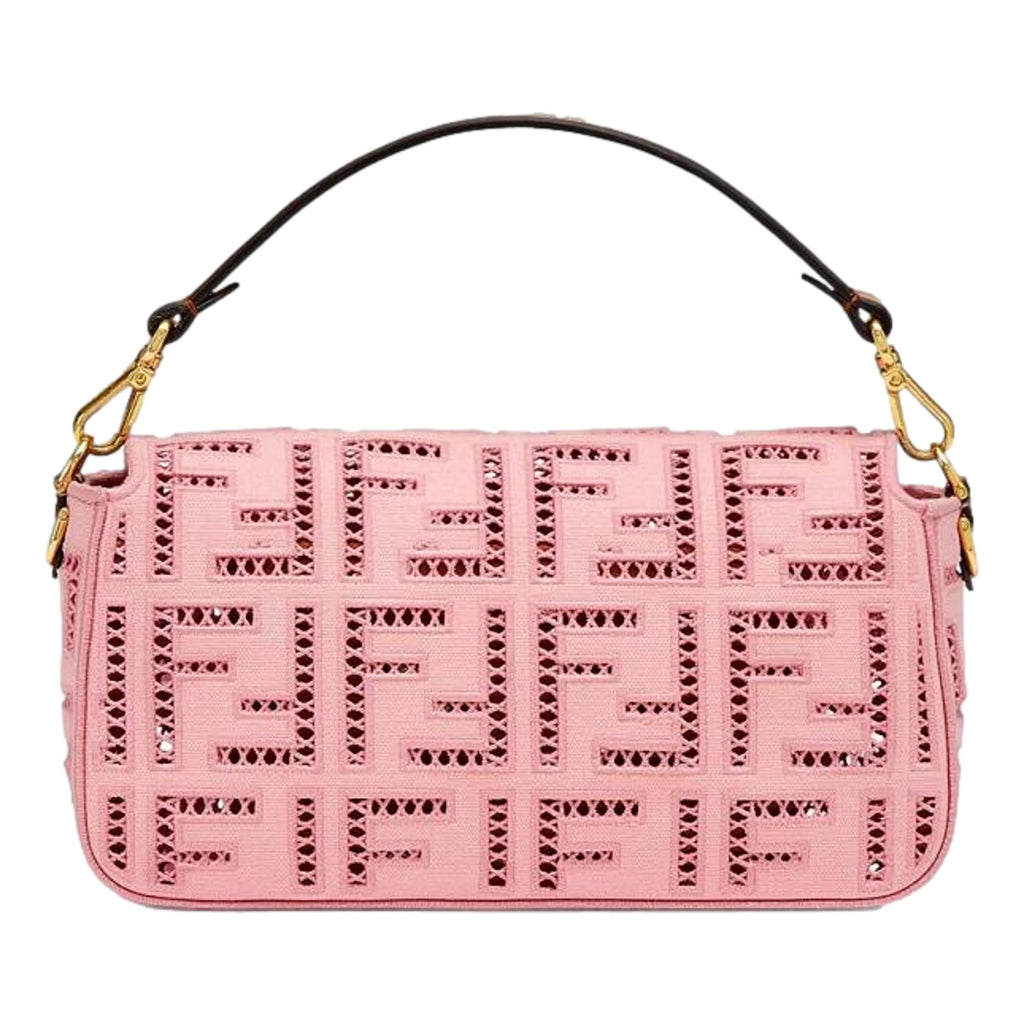 Fendi Baguette FF Motif Embroidered Pink Canvas Shoulder Bag 8BR600 – Queen  Bee of Beverly Hills