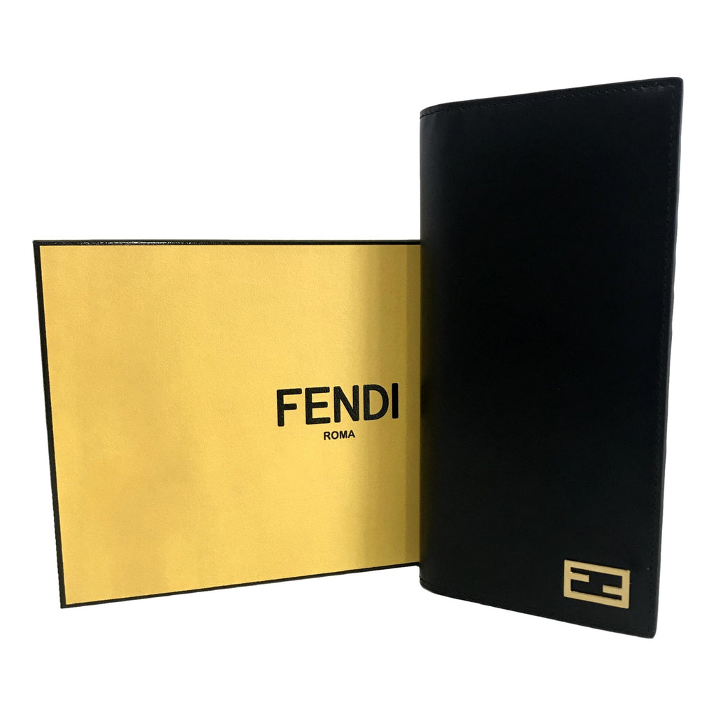 Fendi Baguette Nero Palmellato Leather Continental Black Wallet