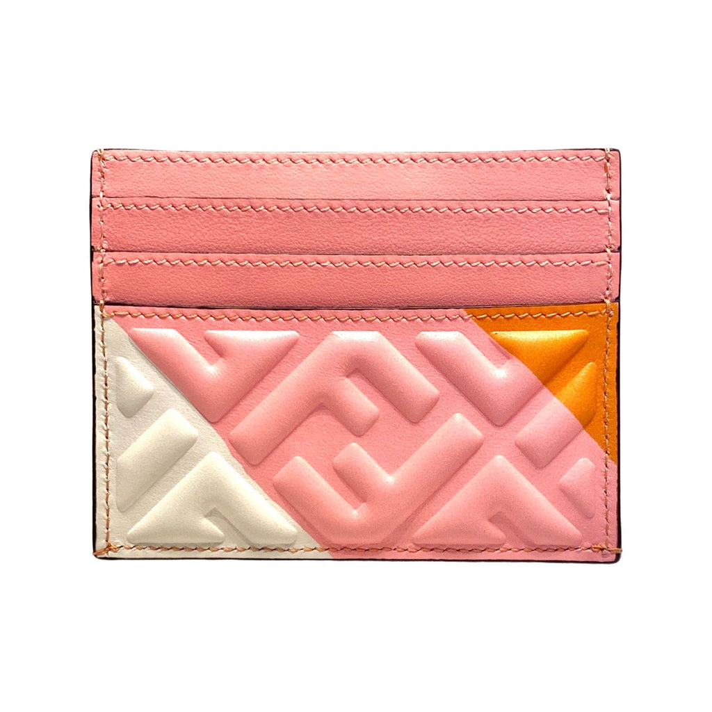 Fendi Baguette Pink Stripe Leather Card Holder Wallet 8M0423 at_Queen_Bee_of_Beverly_Hills