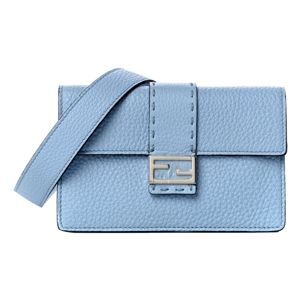 Fendi Baguette Sky Blue Leather Crossbody Belt Bag at_Queen_Bee_of_Beverly_Hills