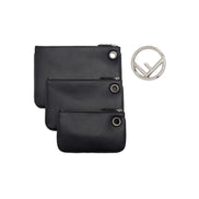 Fendi Black Leather Pearl Studded Triplette Multi Clutch Handbag available at Queen Bee of Beverly Hills
