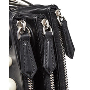 Fendi Black Leather Pearl Studded Triplette Multi Clutch Handbag available at Queen Bee of Beverly Hills