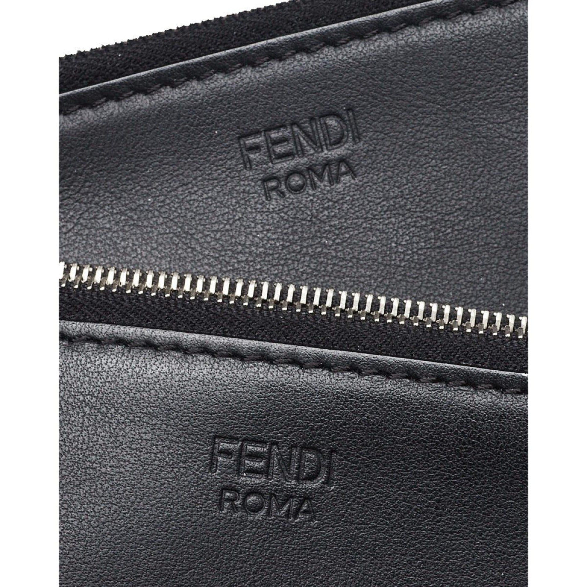Fendi Black Leather Pearl Studded Triplette Multi Clutch Handbag available at Queen Bee of Beverly Hills