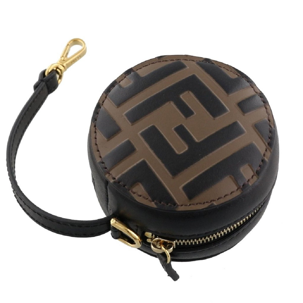 Fendi Brown FF 1974 Print Leather Charm Help Backpack Handbag 7AR730 at_Queen_Bee_of_Beverly_Hills