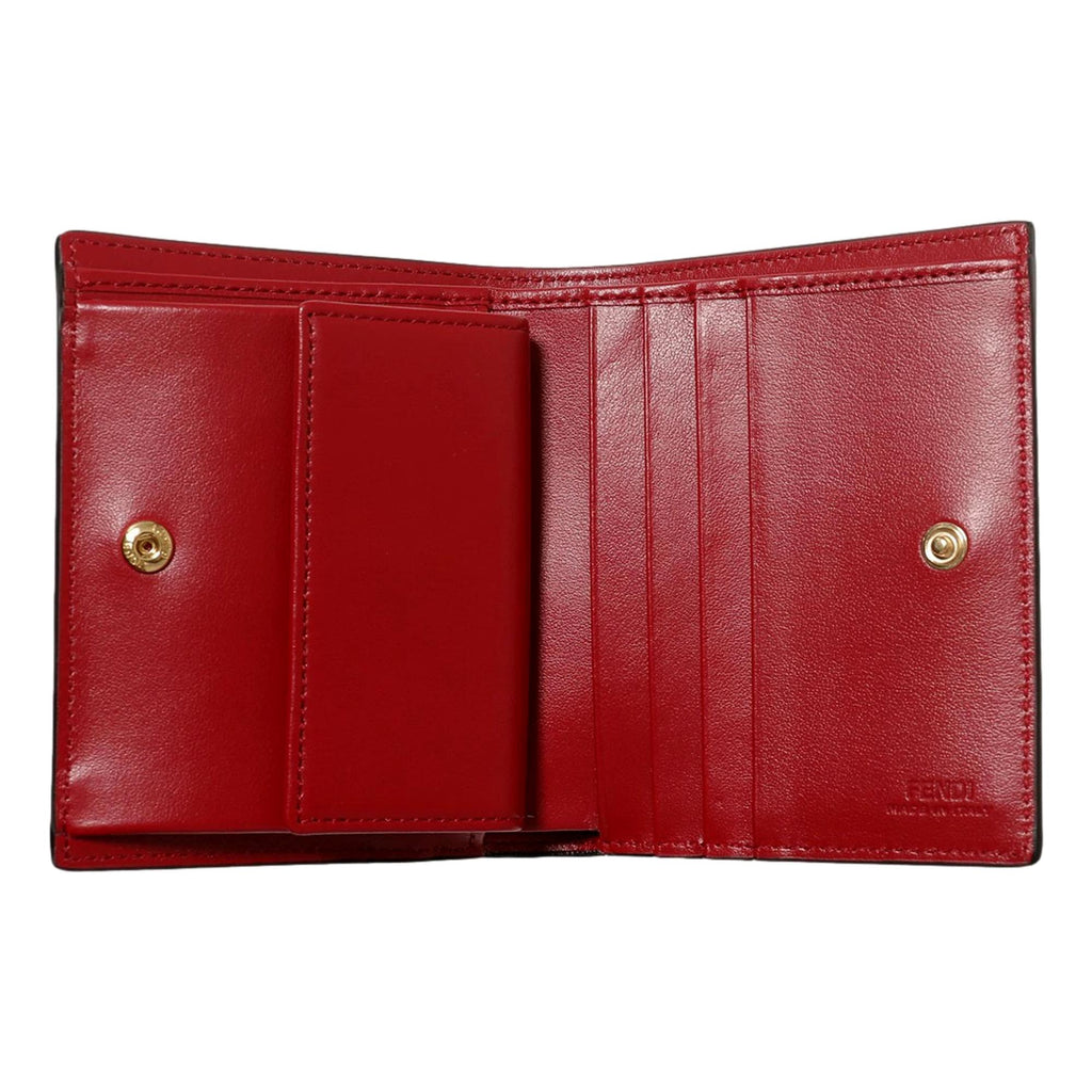 Fendi Calf Leather F logo Barola red Leather Small Wallet 8M0387 at_Queen_Bee_of_Beverly_Hills