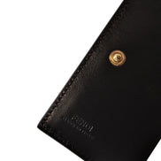 Fendi Calf Leather F Logo Blue Brown Small Bifold Wallet available at Queen Bee of Beverly Hills