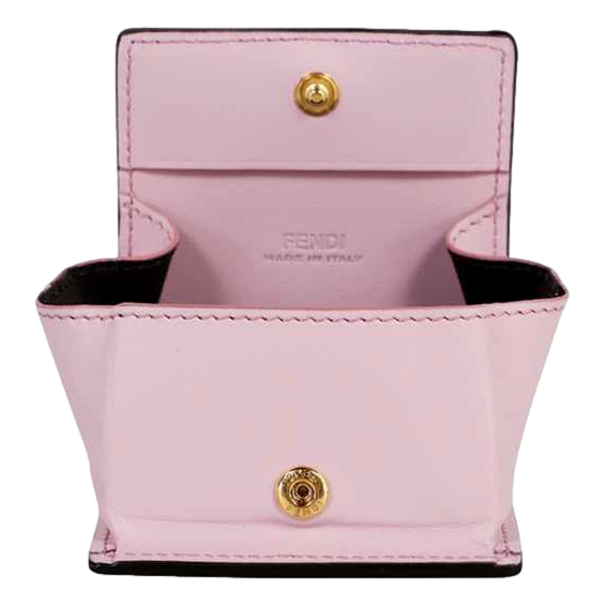 Fendi Calf Leather F logo Lavanda Pink Leather Coin available at Queen Bee of Beverly Hills