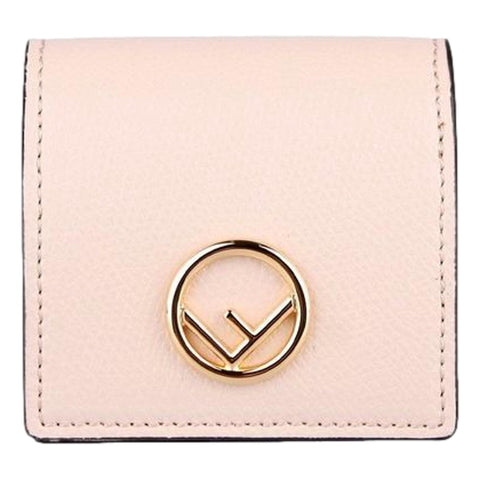 Fendi Calf Leather F Logo Poudre Pink Leather Coin Case available at Queen Bee of Beverly Hills