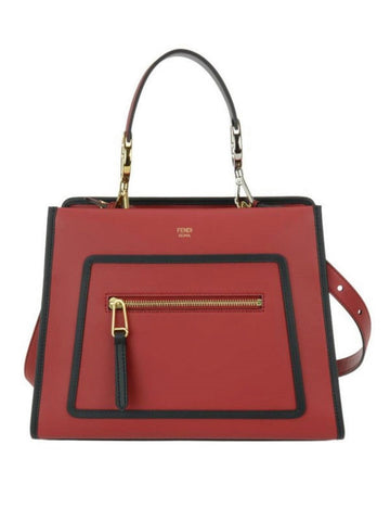 Fendi Classic Red Runaway Bag 2 Way Calf Leather Shopping Tote Handbag 8BH344 at_Queen_Bee_of_Beverly_Hills