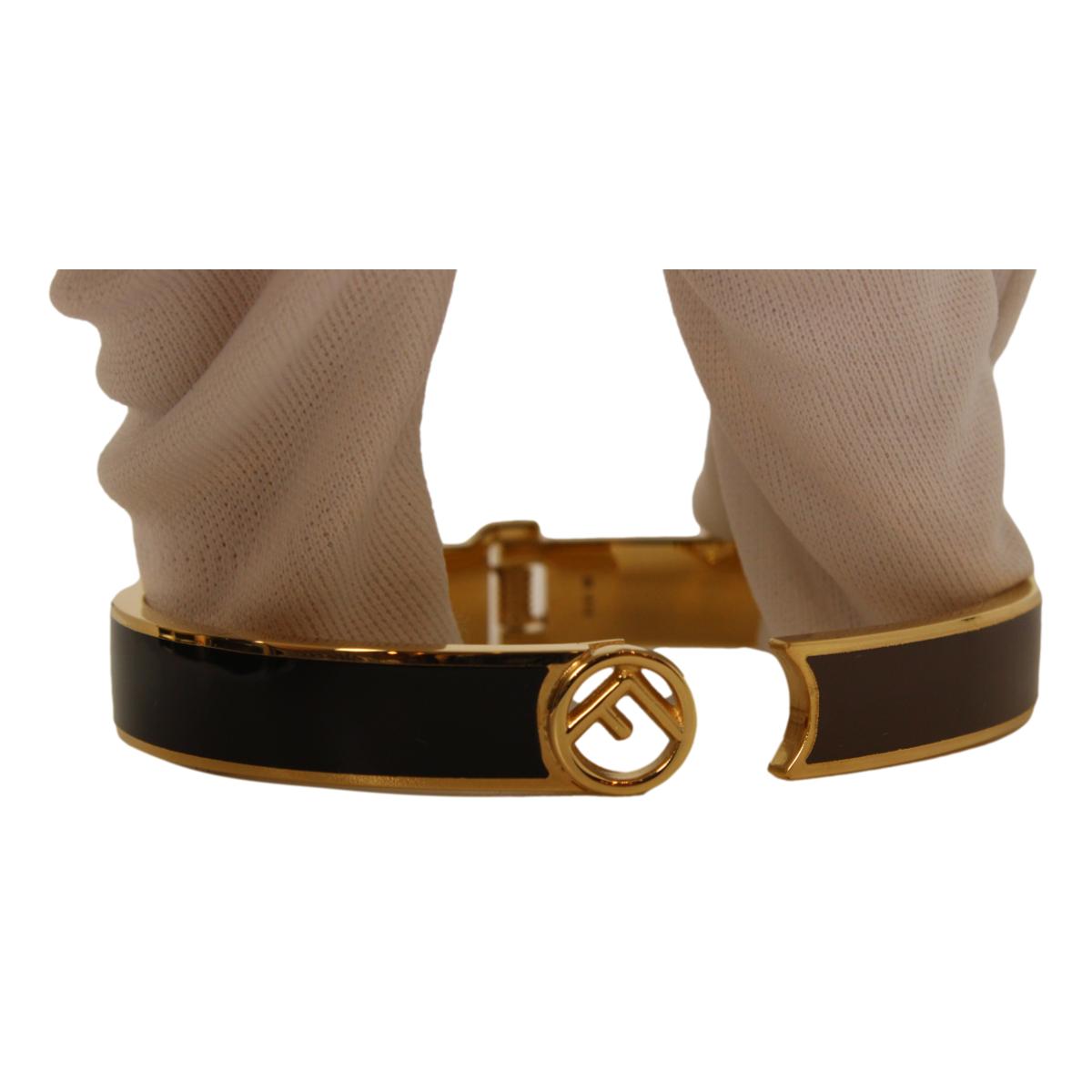 Fendi F is Fendi Brown Black Small Cuff Bracelet 8AG793 at_Queen_Bee_of_Beverly_Hills