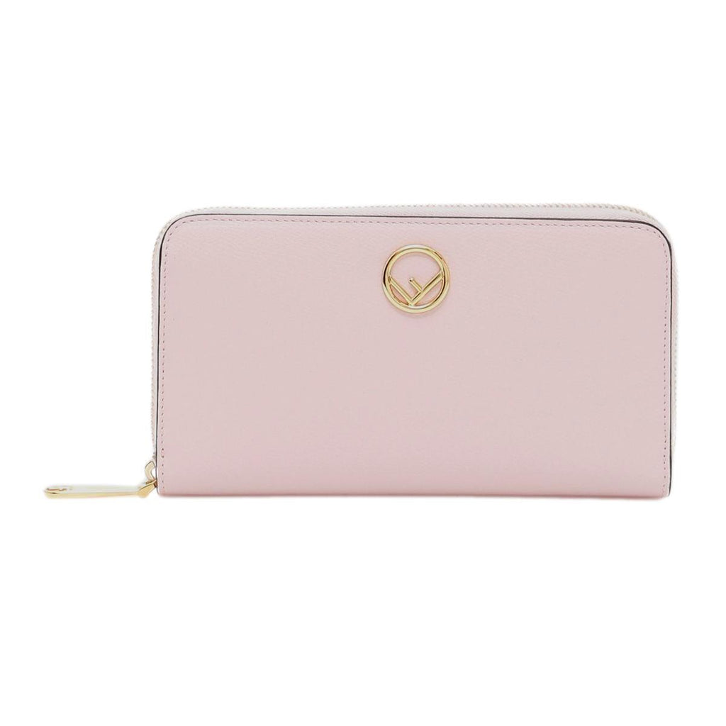 Fendi F Is Fendi Peonia Pink Calfskin Leather Zip Around Long