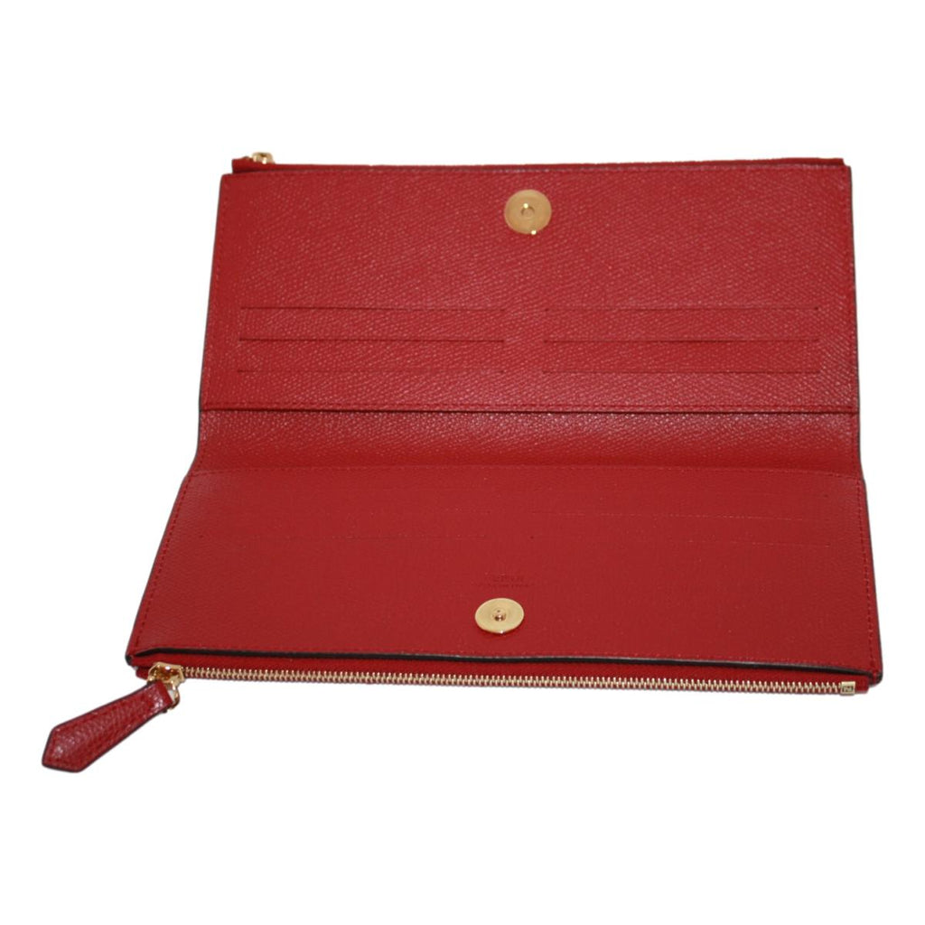 Fendi F is Fendi Red Calf Leather Double Zip Long Wallet 8M0405 at_Queen_Bee_of_Beverly_Hills