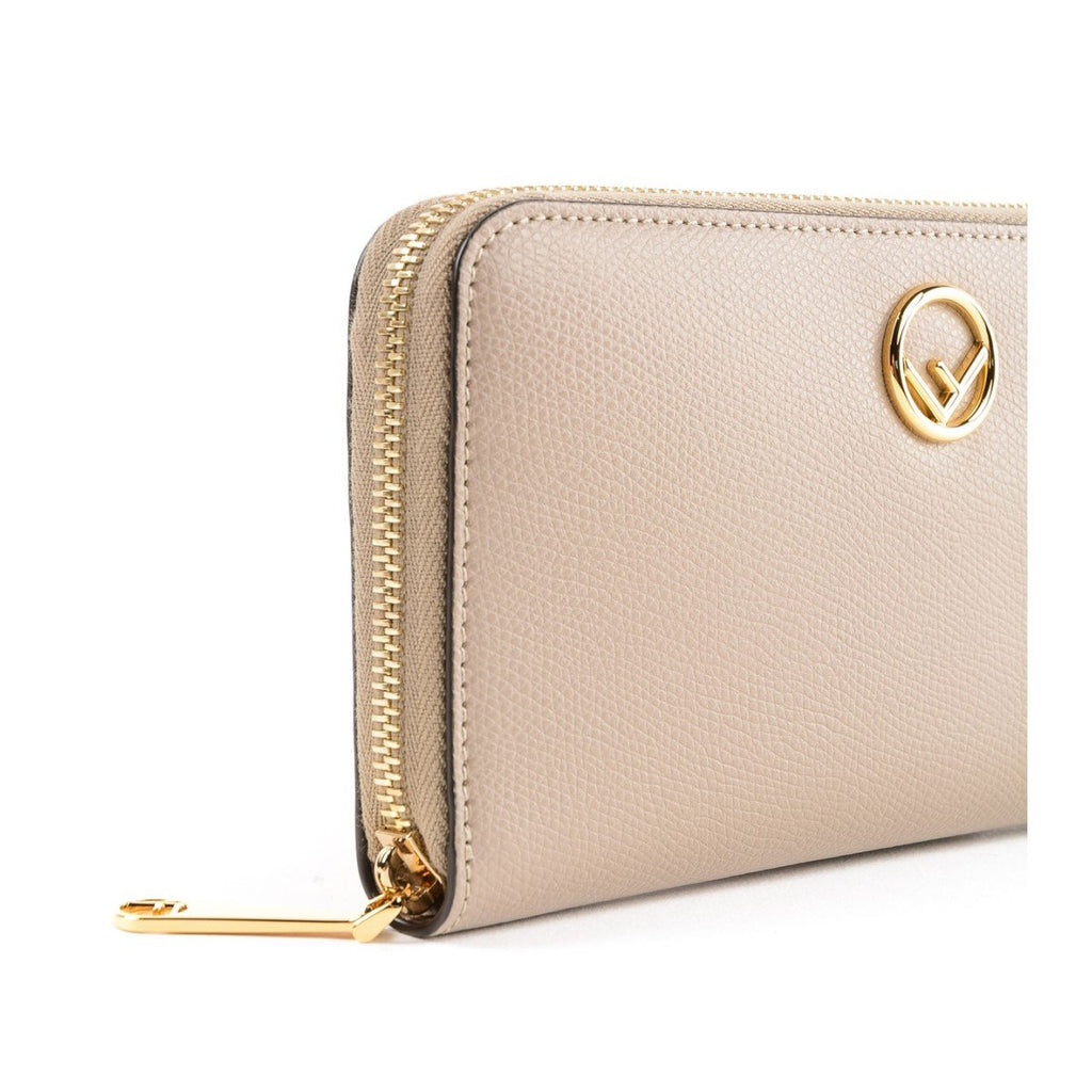 Gold Calfskin Zip Around Wallet