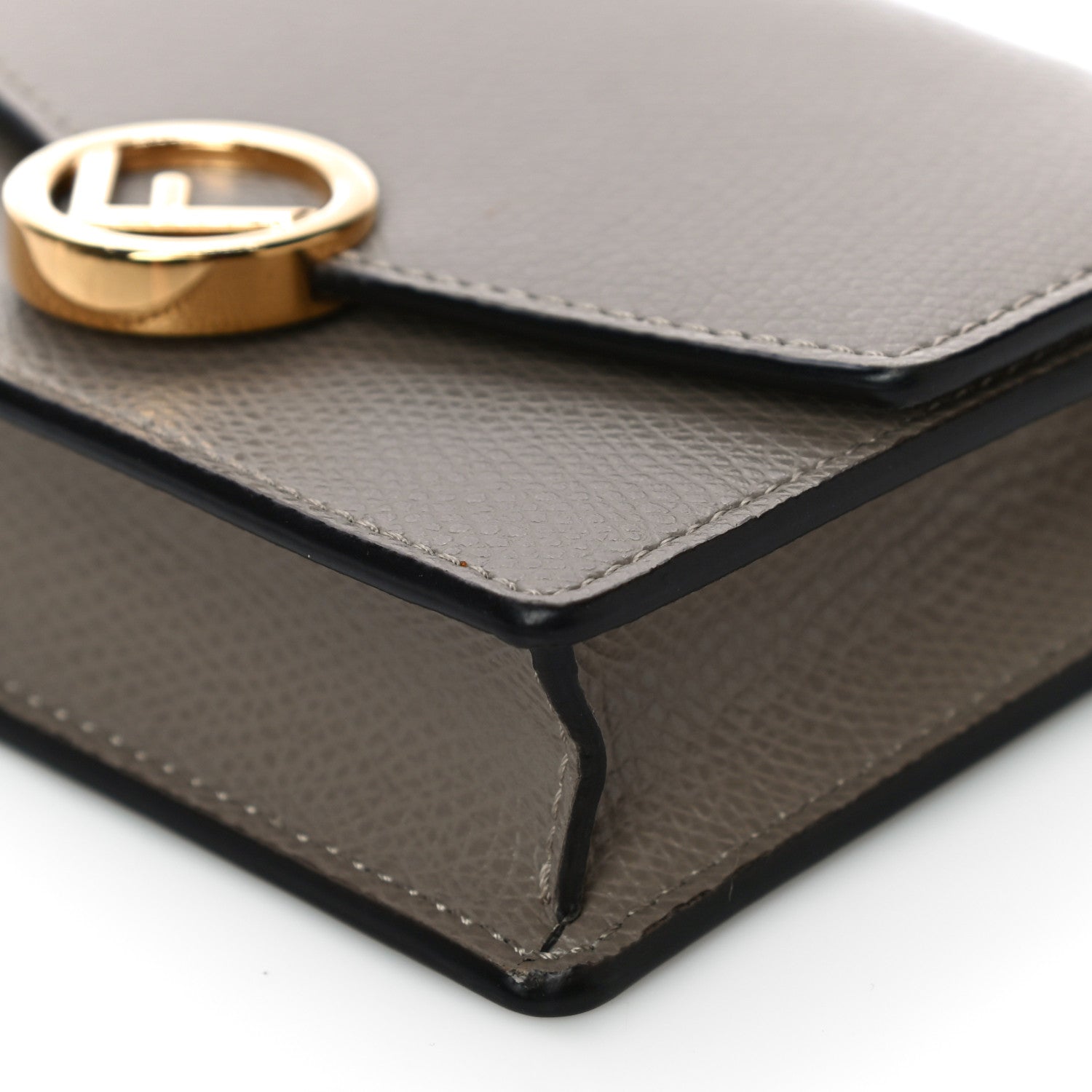 Fendi F is Fendi Tortora Grey Leather Mini Chain Wallet Bag 8M0408 at_Queen_Bee_of_Beverly_Hills