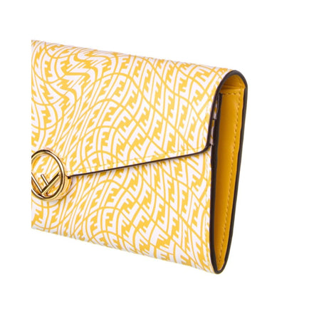Fendi F is Fendi Yellow Leather Vertigo Print Long Wallet available at Queen Bee of Beverly Hills
