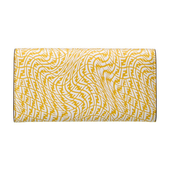 Fendi F is Fendi Yellow Leather Vertigo Print Long Wallet available at Queen Bee of Beverly Hills