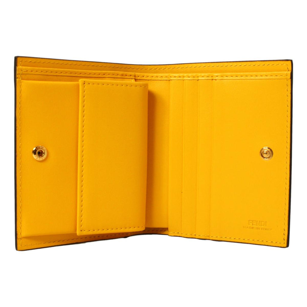 Fendi F is Fendi Yellow Leather Vertigo Print Small Wallet 8M0387 at_Queen_Bee_of_Beverly_Hills