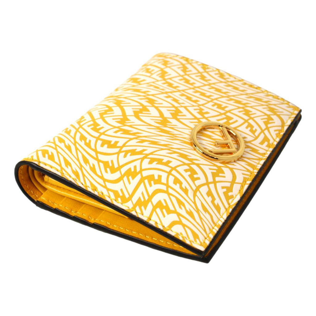Fendi F is Fendi Yellow Leather Vertigo Print Small Wallet 8M0387 at_Queen_Bee_of_Beverly_Hills