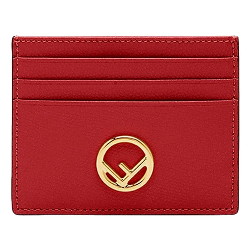 Fendi F Logo Barola Red Leather Card Case Wallet 8M0445 at_Queen_Bee_of_Beverly_Hills