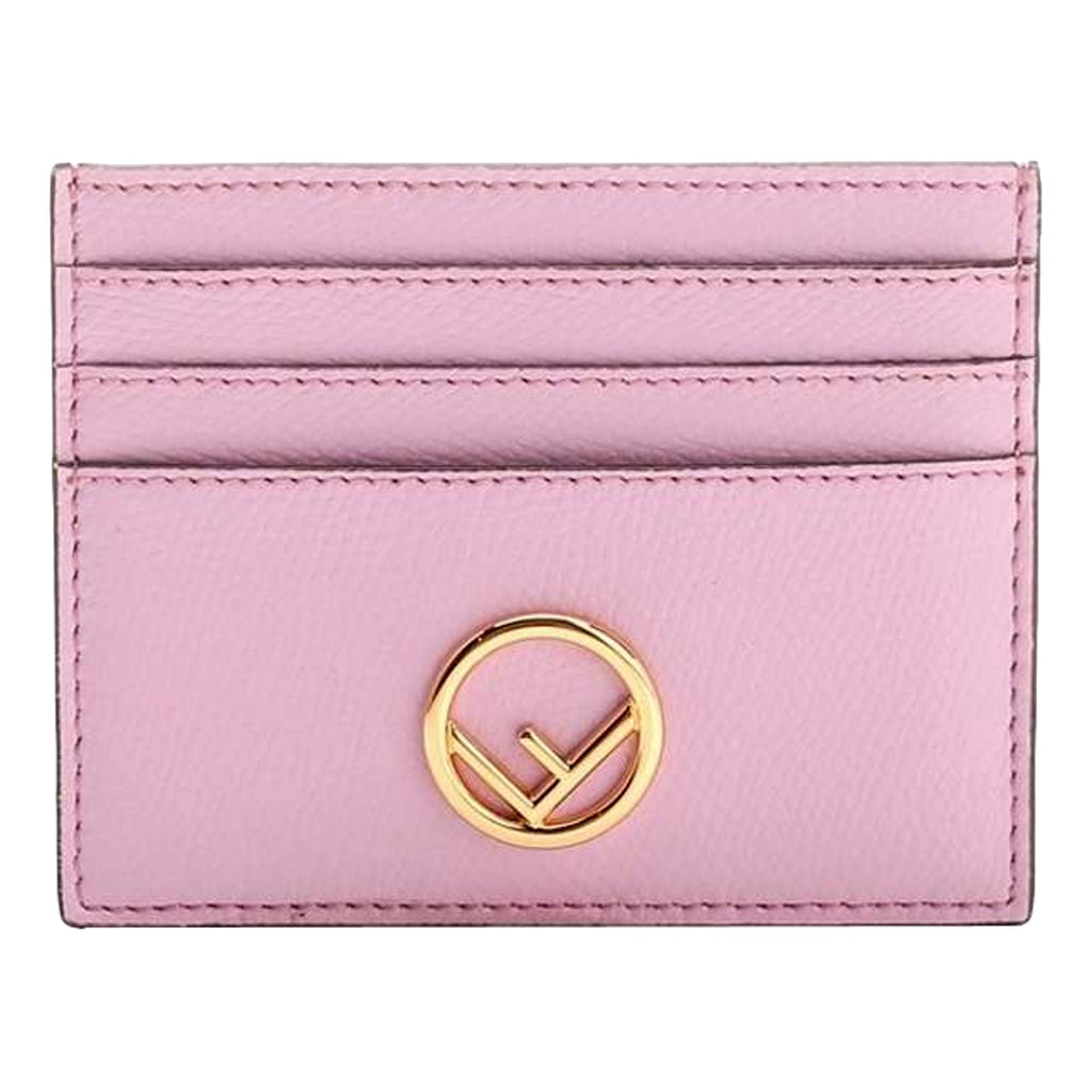 Fendi F Logo Lavanda Leather Card Case Wallet