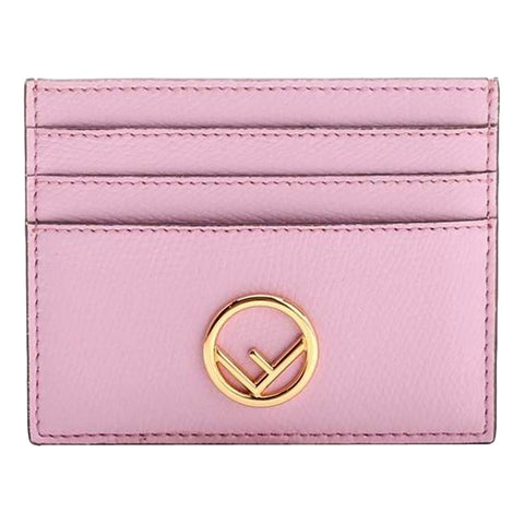 Fendi F Logo Lavanda Pink Leather Card Case Wallet 8M0445 at_Queen_Bee_of_Beverly_Hills
