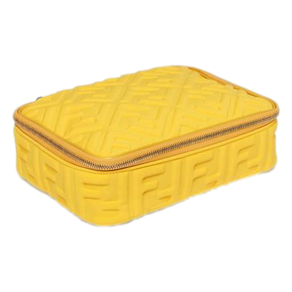 Fendi FF Embossed Lycra Yellow Cosmetic Case Medium 8N0176 at_Queen_Bee_of_Beverly_Hills
