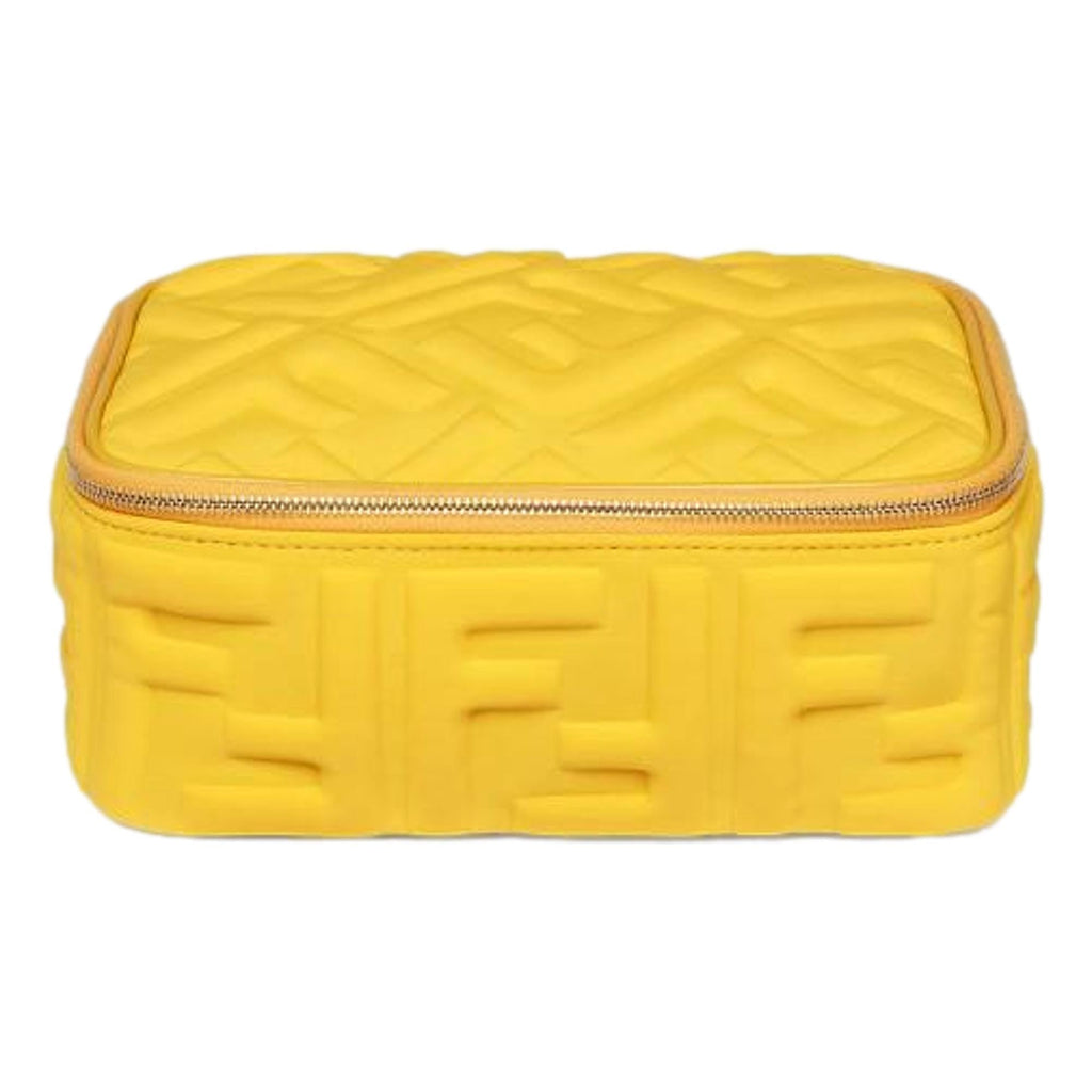 Fendi FF Embossed Lycra Yellow Cosmetic Case Small at_Queen_Bee_of_Beverly_Hills