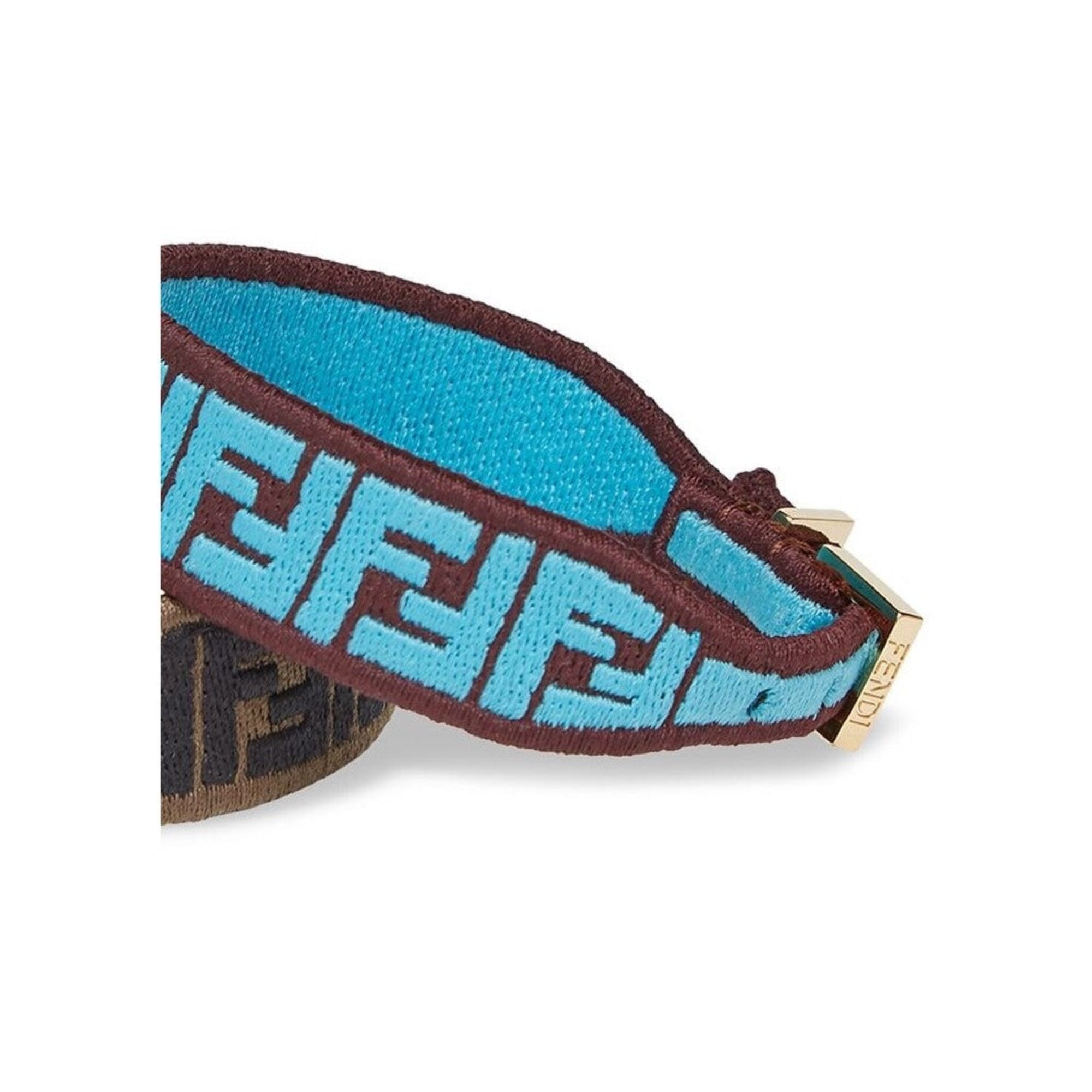 Fendi FF Embroidered Brown Cyber Blue Kit Bracelet 8AH256 at_Queen_Bee_of_Beverly_Hills