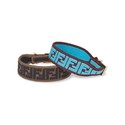 Fendi FF Embroidered Brown Cyber Blue Kit Bracelet 8AH256 at_Queen_Bee_of_Beverly_Hills