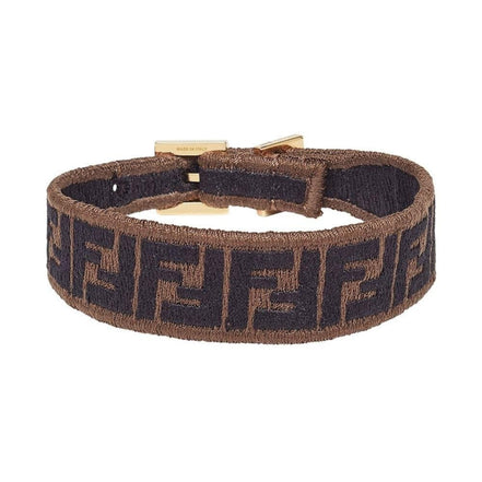 Fendi FF Embroidered Brown Cyber Blue Kit Bracelet available at Queen Bee of Beverly Hills