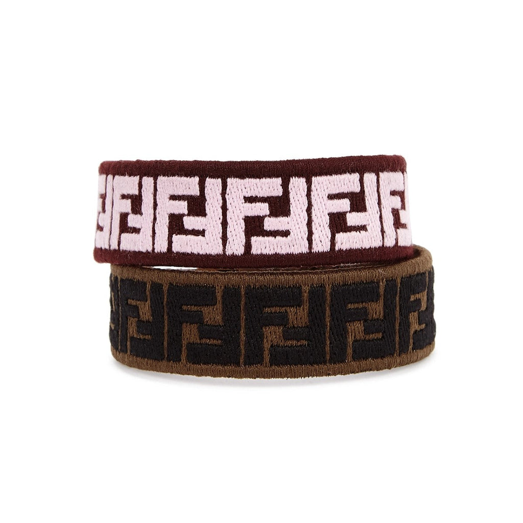 Fendi FF Embroidered Brown Lavender Kit Bracelet 8AH245 at_Queen_Bee_of_Beverly_Hills