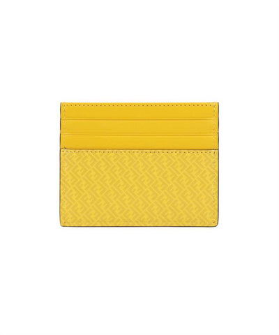 Fendi FF Logo Print Sunflower Yellow Leather Card Case 7M0164 at_Queen_Bee_of_Beverly_Hills