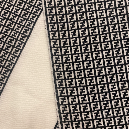 Fendi FF Print Nero and Bianco Knitted Wool Scarf available at Queen Bee of Beverly Hills