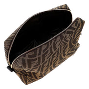 Fendi FF Vertigo Brown Canvas Small Travel Beauty Pouch Clutch Bag available at Queen Bee of Beverly Hills