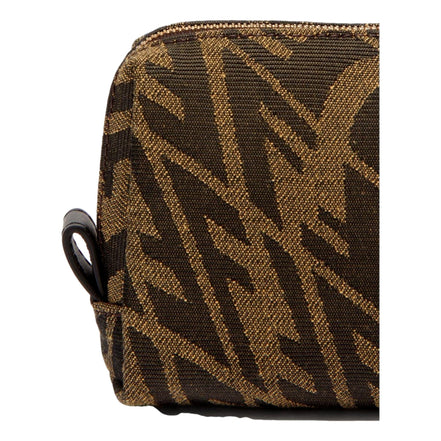Fendi FF Vertigo Brown Canvas Small Travel Beauty Pouch Clutch Bag available at Queen Bee of Beverly Hills