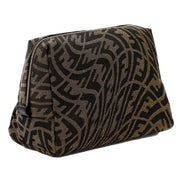 Fendi FF Vertigo Brown Canvas Small Travel Beauty Pouch Clutch Bag available at Queen Bee of Beverly Hills