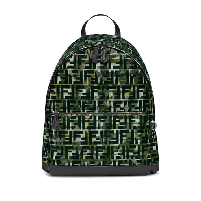 Fendi FF Zucca Nylon Multicolor Camouflage Print Large Backpack available at Queen Bee of Beverly Hills