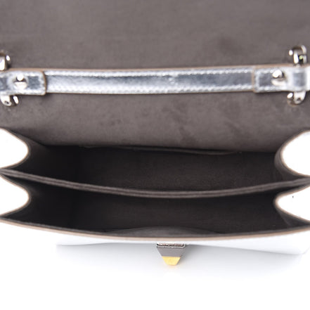 Fendi Kan I Metallic Silver Calfskin Scalloped Studded Bag available at Queen Bee of Beverly Hills