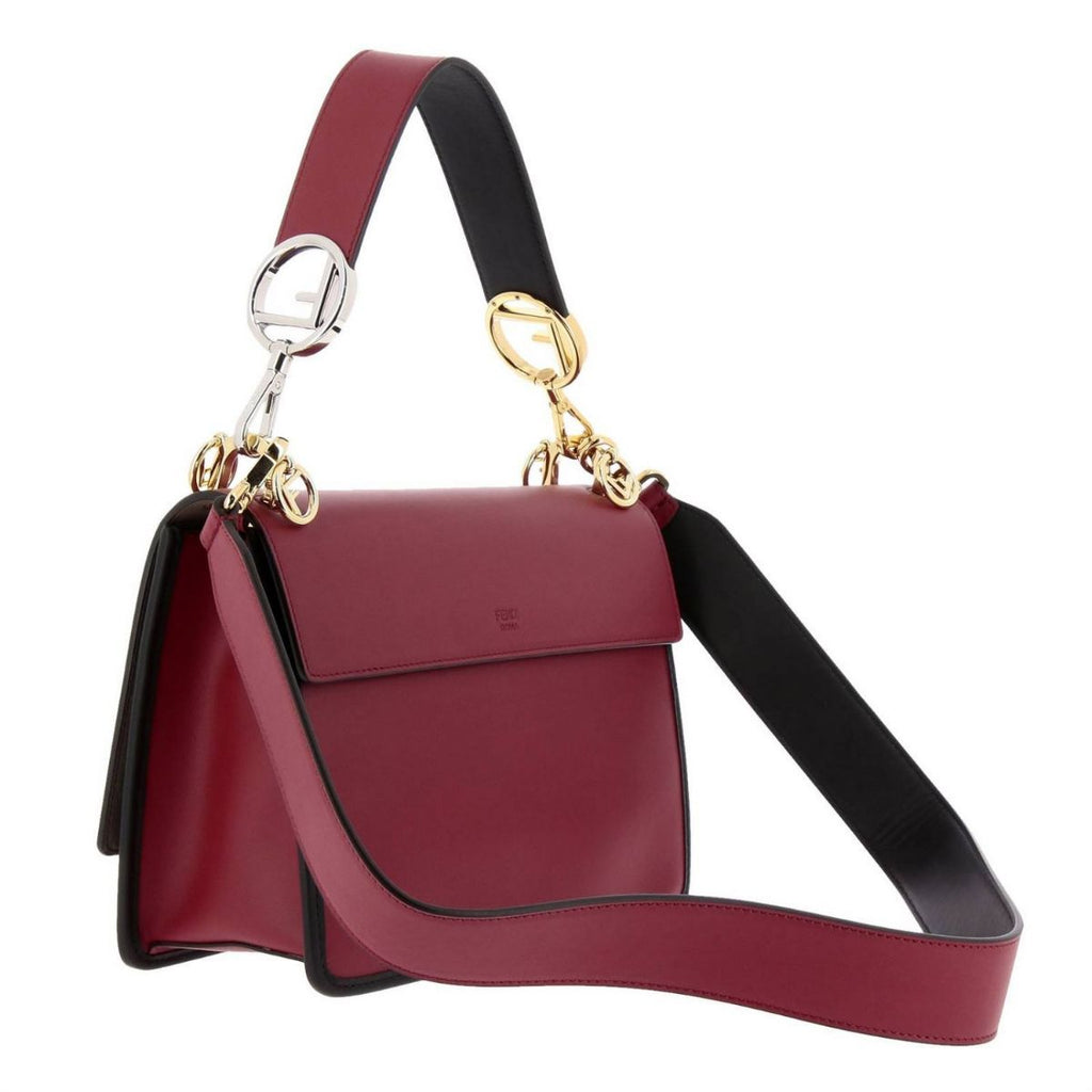 Fendi Kan I Red F Shoulder Bag Leather with Zucca Embossed 8BT284 at_Queen_Bee_of_Beverly_Hills