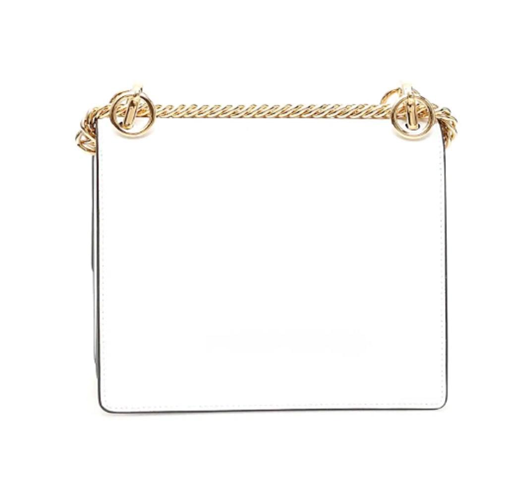 Fendi Kan I White Multi Color Flowers Leather Chain Bag available at Queen Bee of Beverly Hills