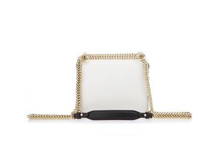 Fendi Kan I White Multi Color Flowers Leather Chain Bag available at Queen Bee of Beverly Hills