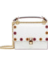 Fendi Kan I White Multi Color Flowers Leather Chain Bag available at Queen Bee of Beverly Hills