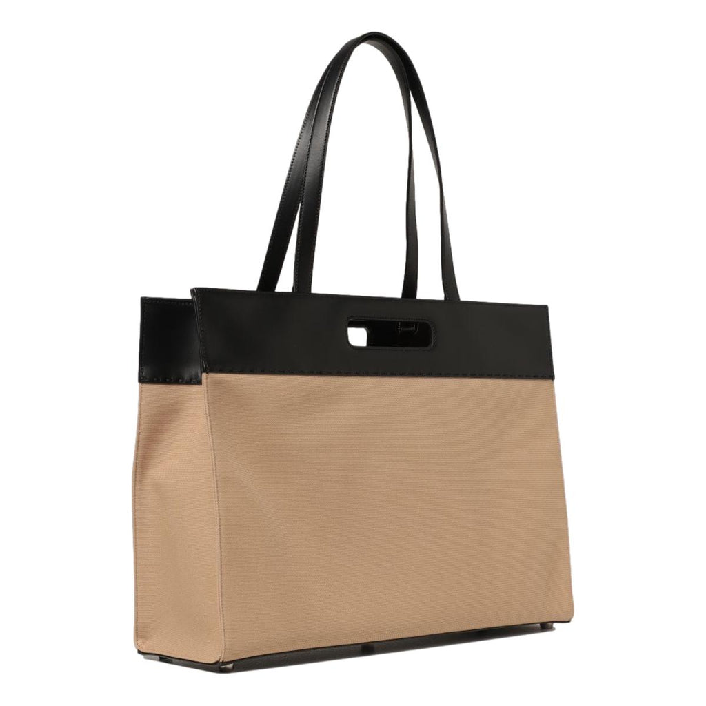 Fendi Logo 2-Way Shopping Tote Canvas and Leather Tote Bag 7VA480