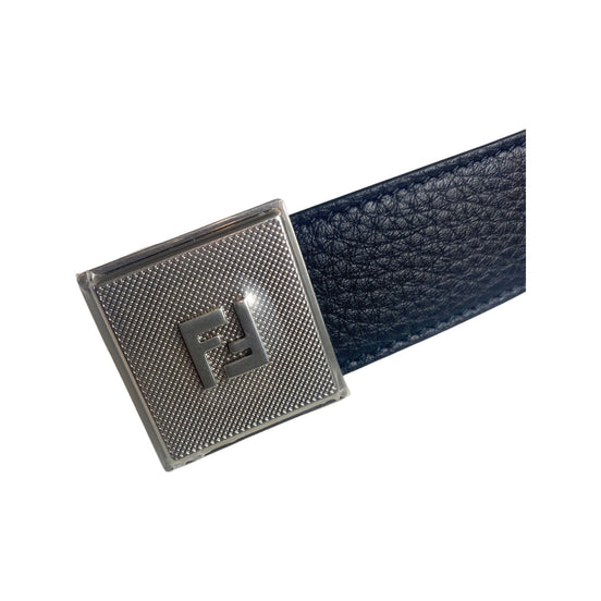 Fendi Mens Black White Reversible Grained Leather Belt 105 available at Queen Bee of Beverly Hills