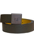 Fendi Mens Yellow Brown Reversible Grained Leather Belt 95 available at Queen Bee of Beverly Hills