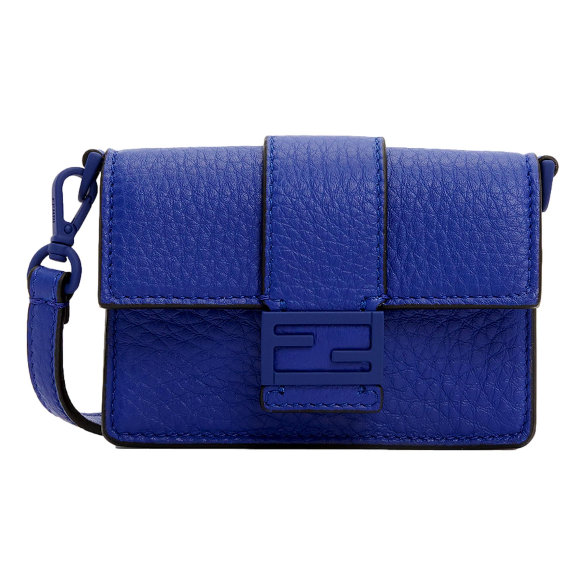 Fendi Micro Baguette Cross Body Neon Blue Leather at_Queen_Bee_of_Beverly_Hills