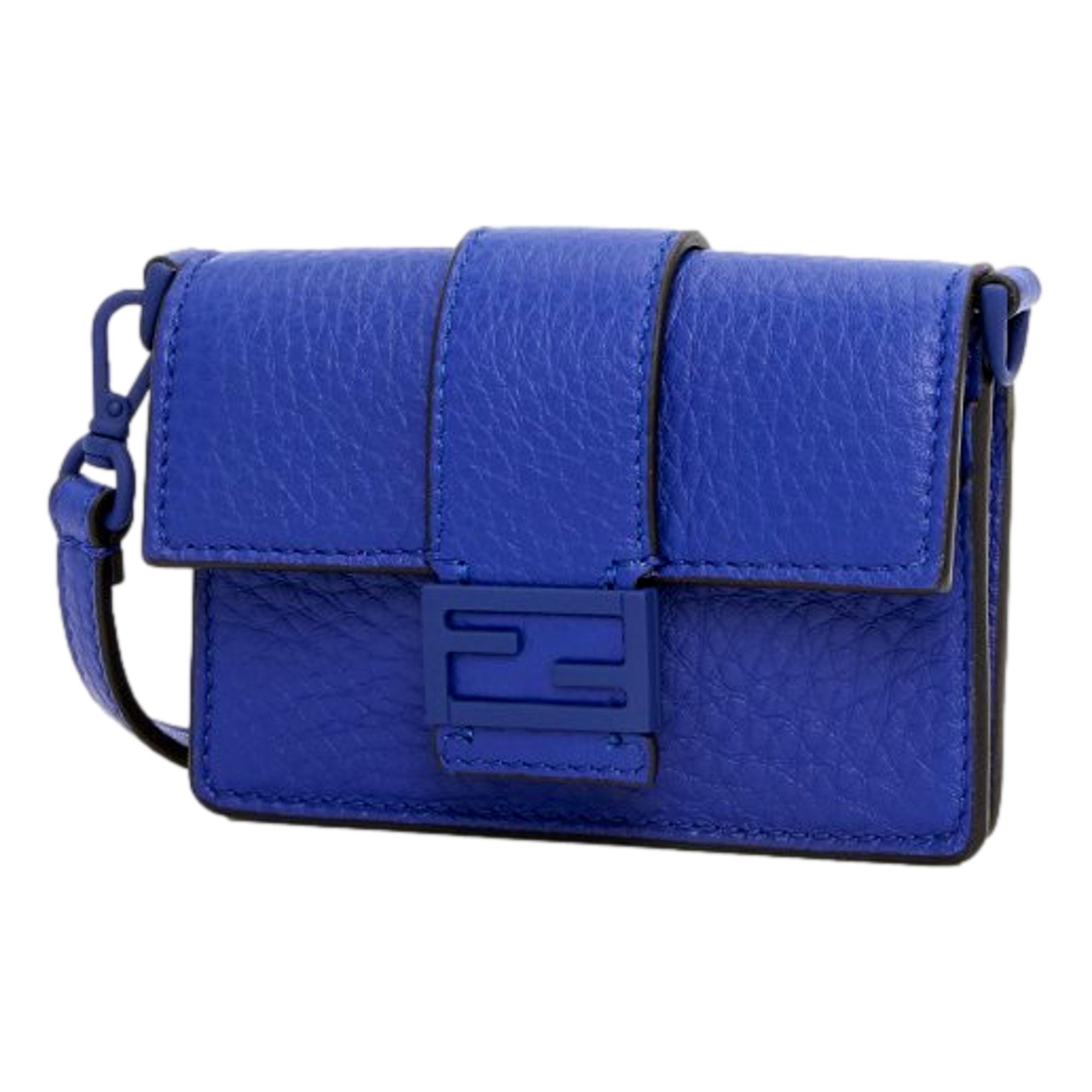 Fendi Micro Baguette Cross Body Neon Blue Leather at_Queen_Bee_of_Beverly_Hills